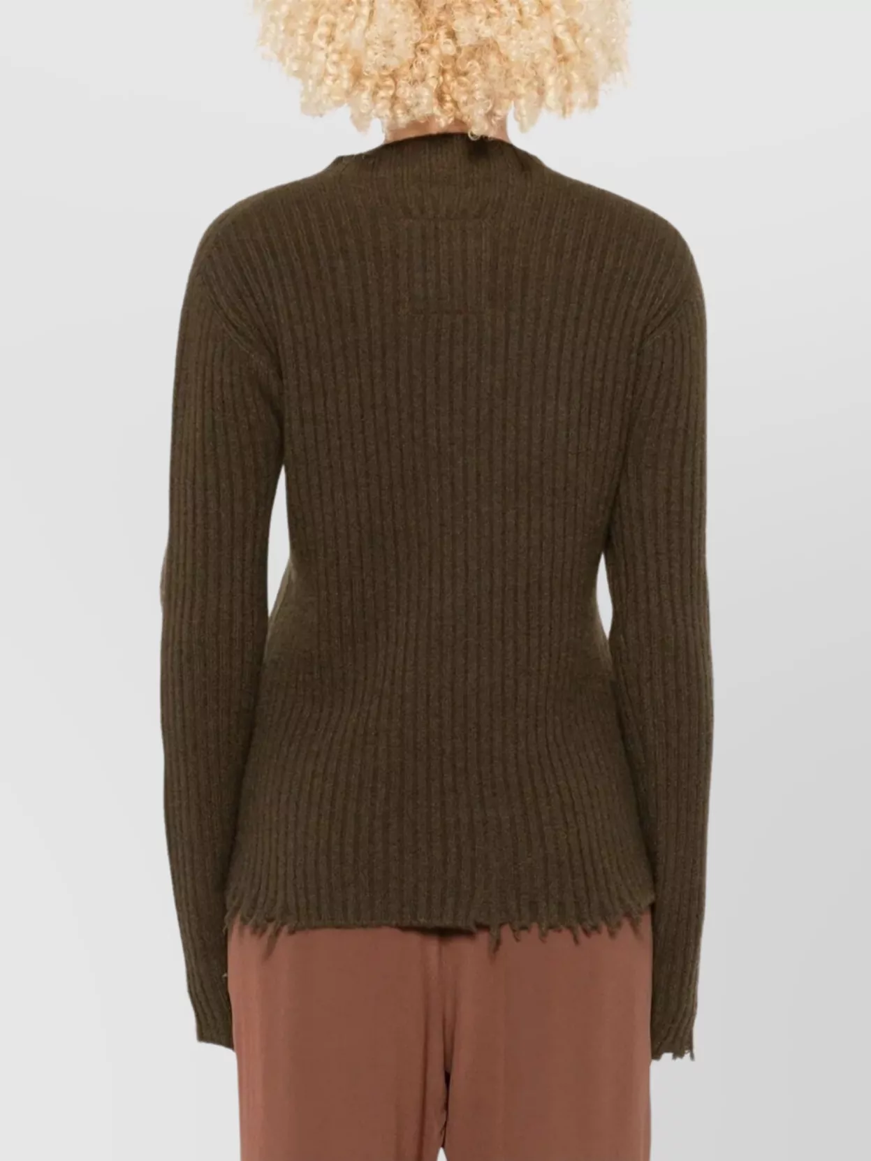 Uma Wang Ribbed Crewneck Knitwear Frayed Edges