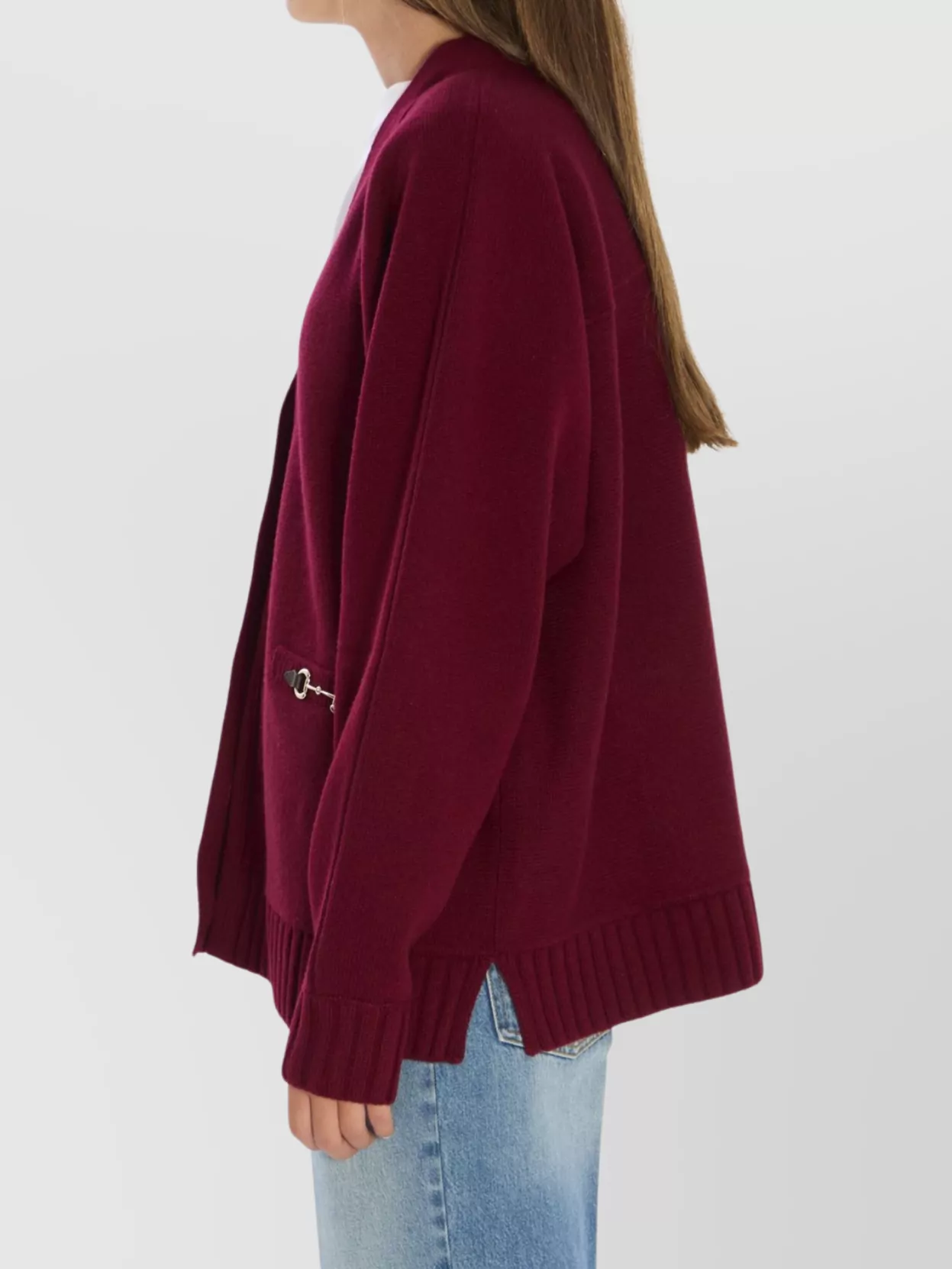 Gucci Women Wool And Cashmere V-necked Cardigan In Red