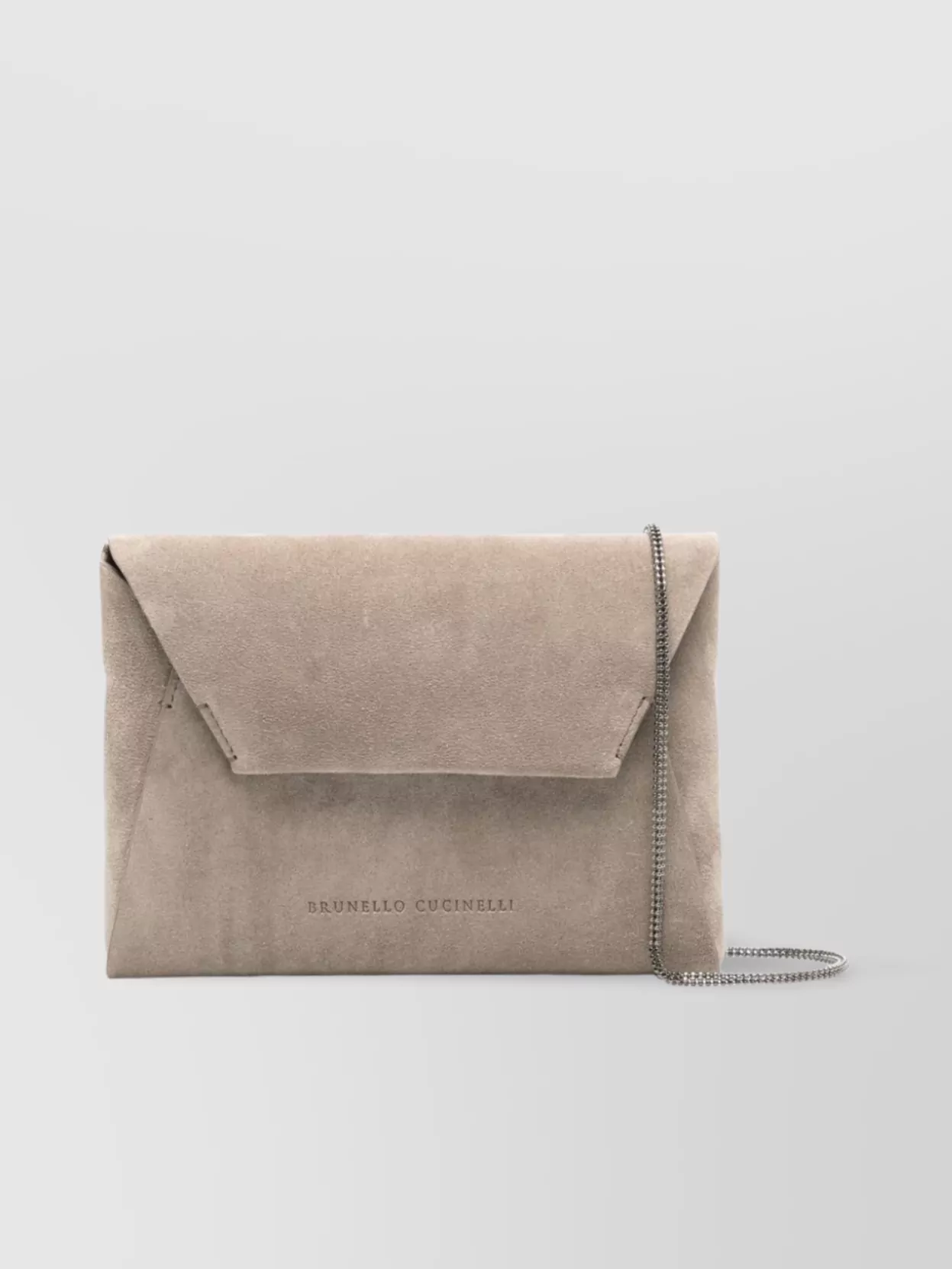BRUNELLO CUCINELLI CHAIN STRAP SUEDE CLUTCH BAG