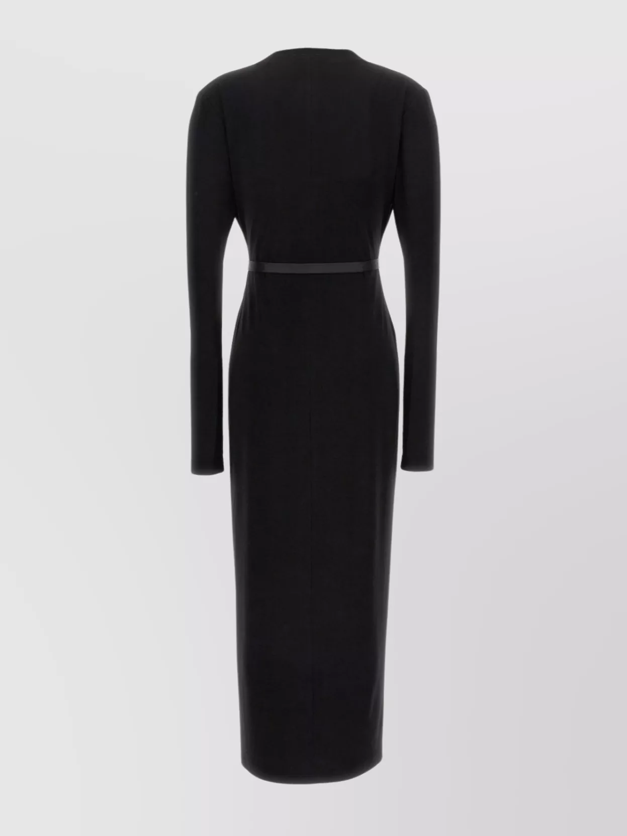 Norma Kamali Waist Belted Slit Sleeve Maxi V-Neck
