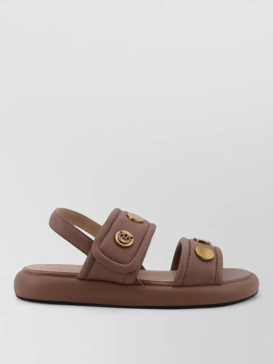 Pinko Flat Sandals Double Strap Slingback Gold Hardware