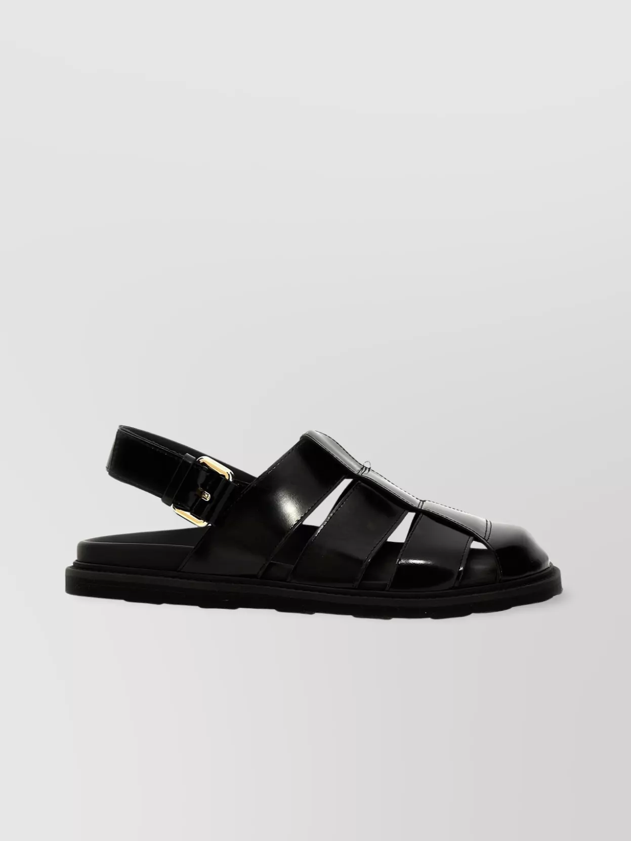 Moschino Cut-Out Leather Sandals Flat Sole