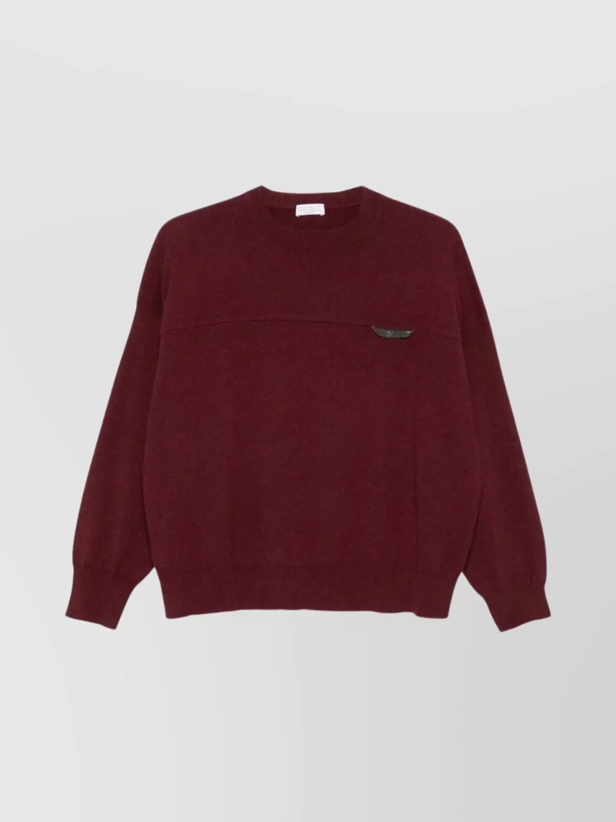 Brunello Cucinelli Crew Neck Cashmere Sweater With Embroidered Detail In Multi