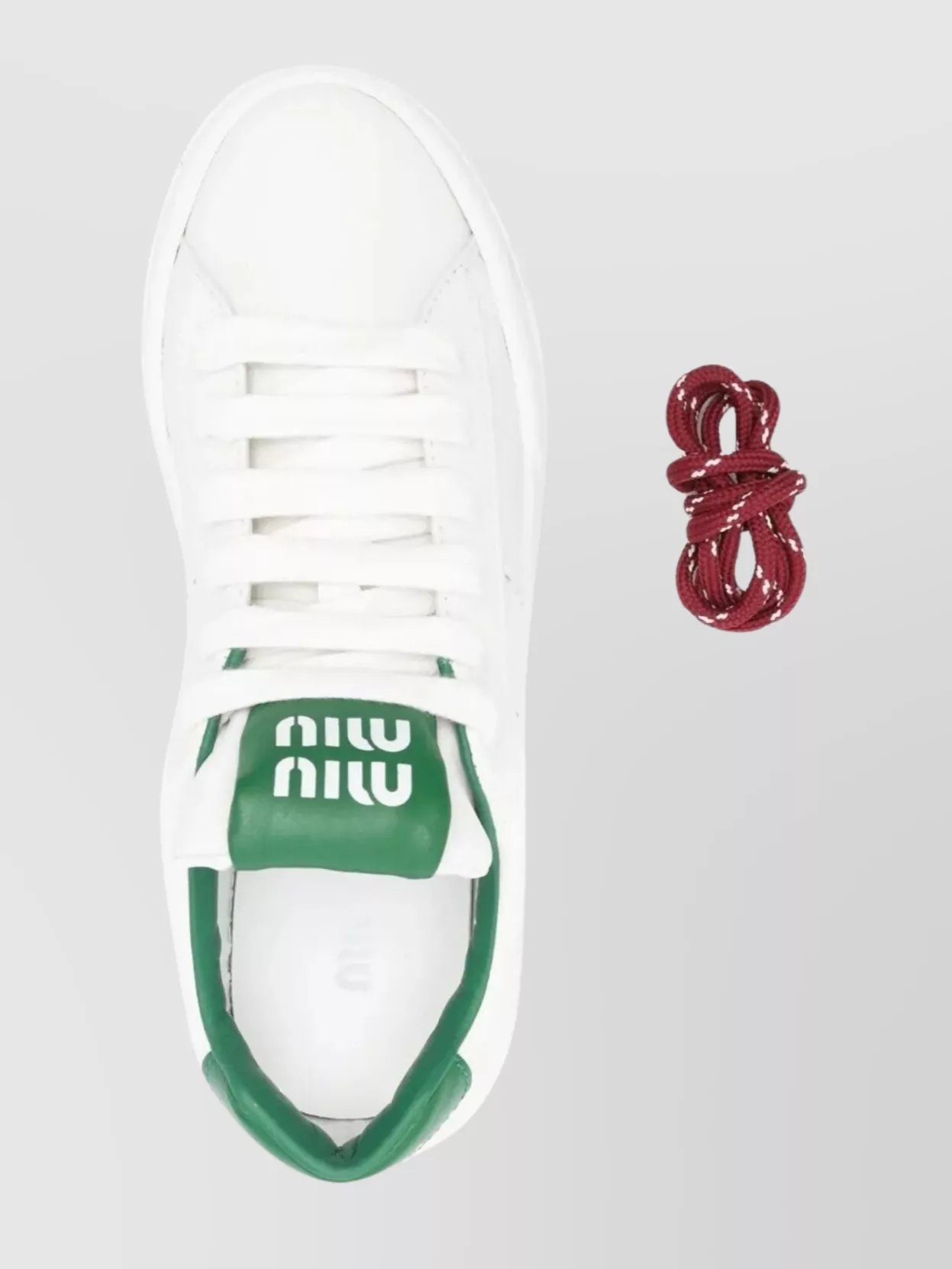 Miu Miu Dual Laces Sporty Leather Sneakers
