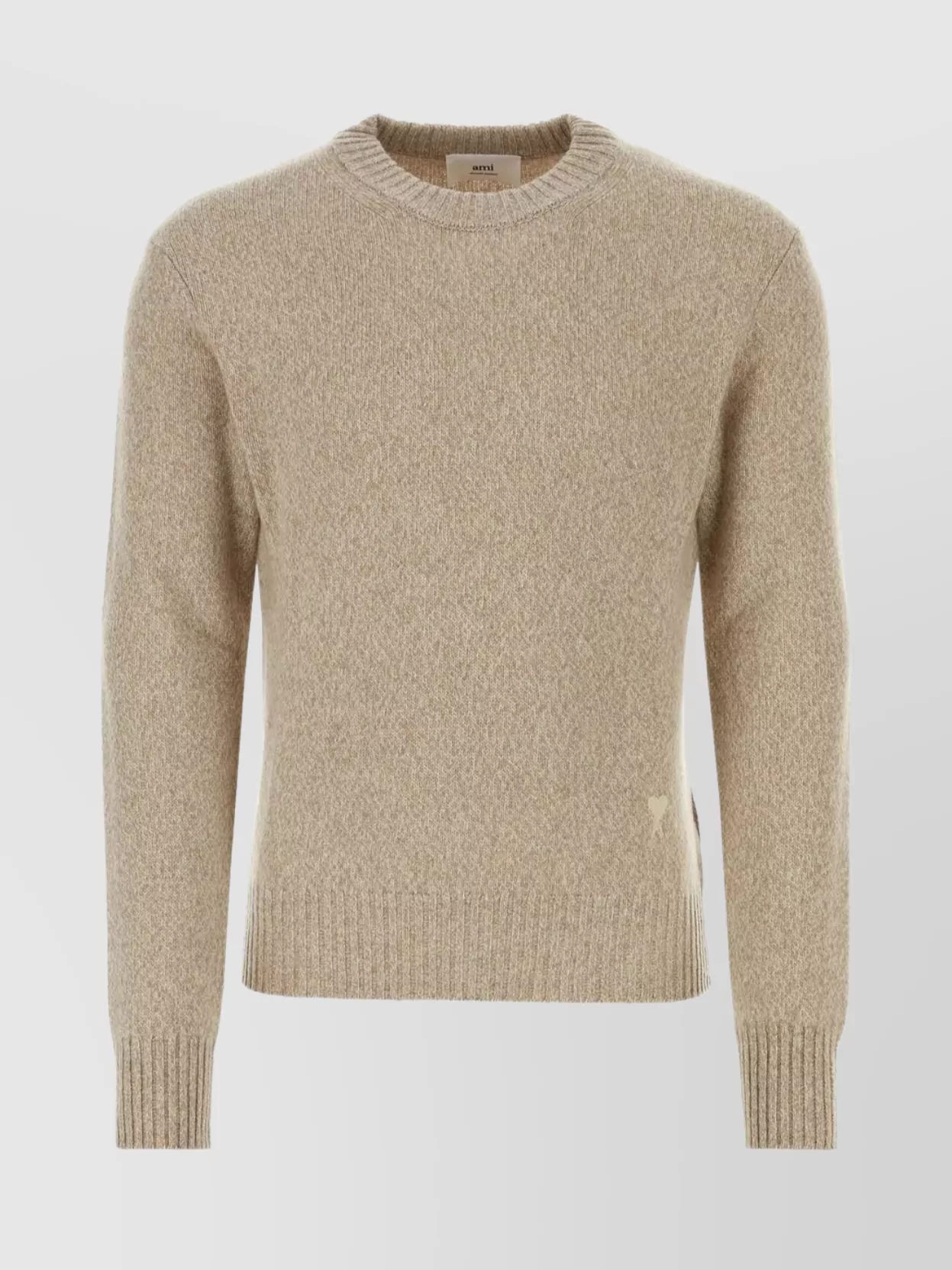 Shop Ami Alexandre Mattiussi Blend Crew-neck Sweater In Neutral Tones In Beige
