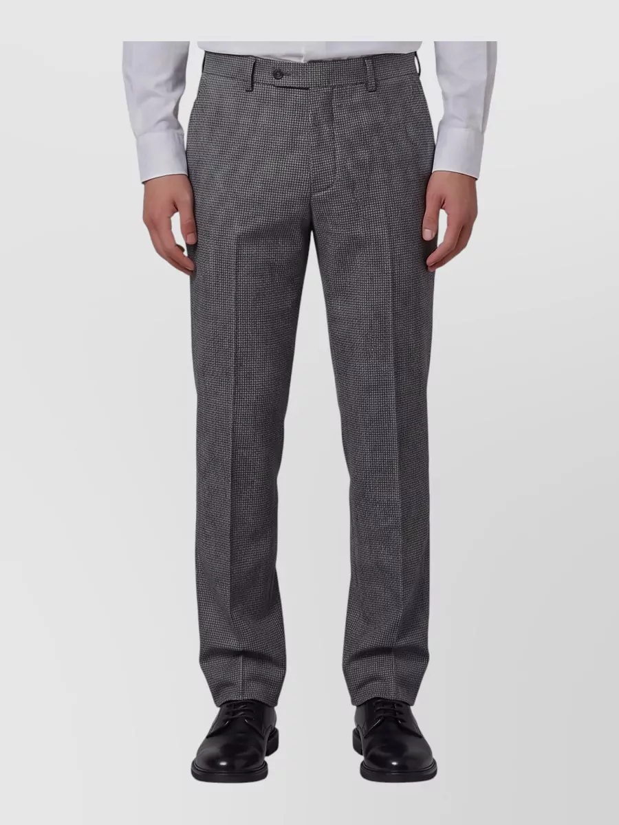 Lardini Prince of wales check virgin wool mid-rise wide-leg tailored trousers