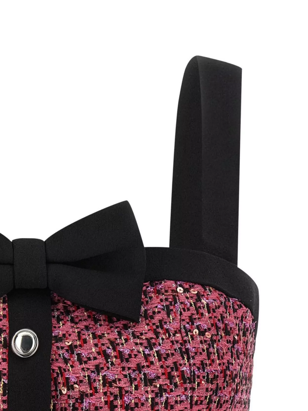 Alessandra Rich Tweed Top With Bow And Sequin Accents