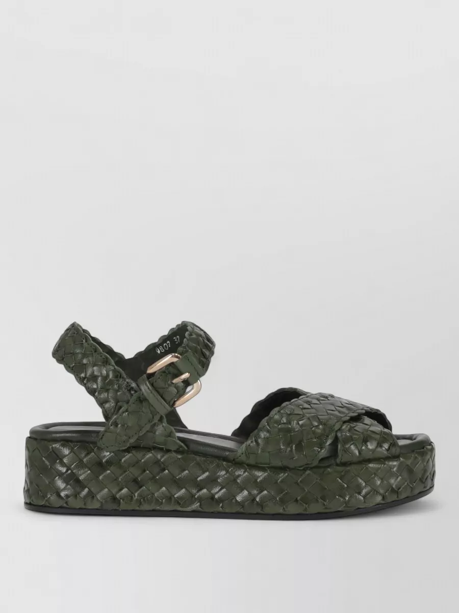 La Rose Leather Wedge Sandals