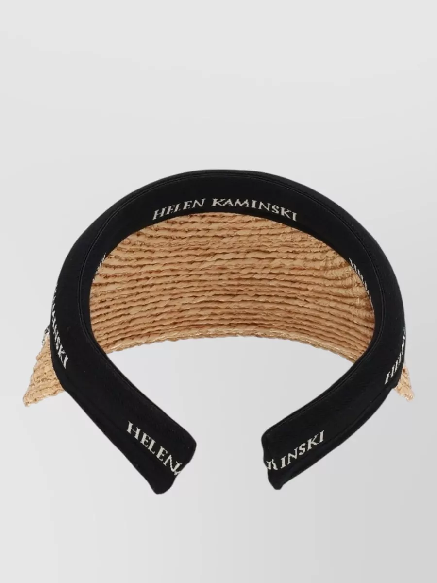 Helen Kaminski Wide Brim Hat Adjustable Strap Woven Texture