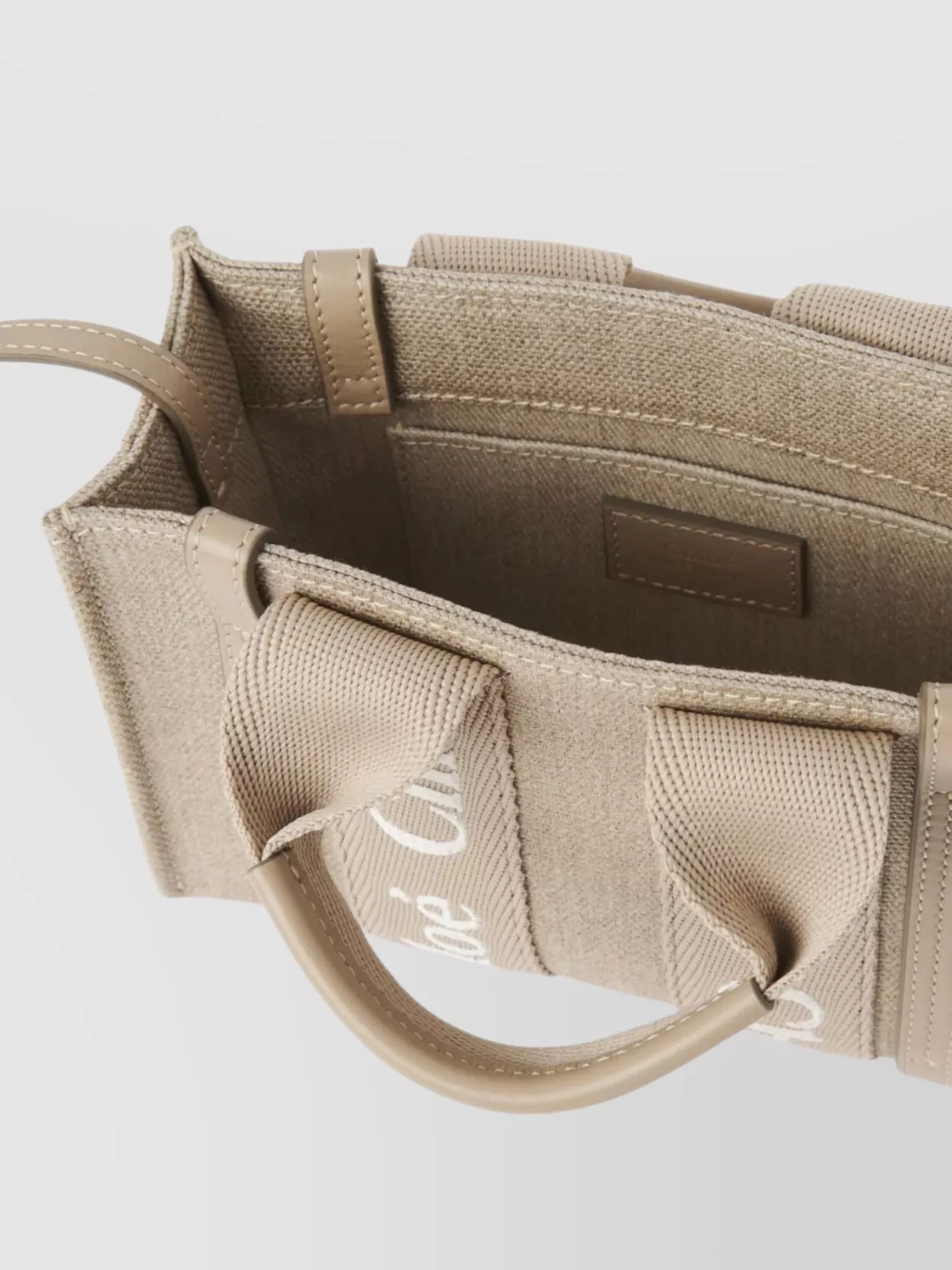 Chloé Mini Woody Tote Bag Linen Leather