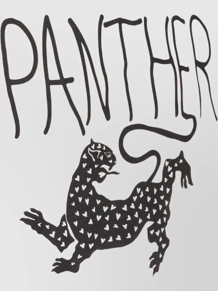 Valentino Garavani Butter-colored T-shirt With Panther Print In Neutral
