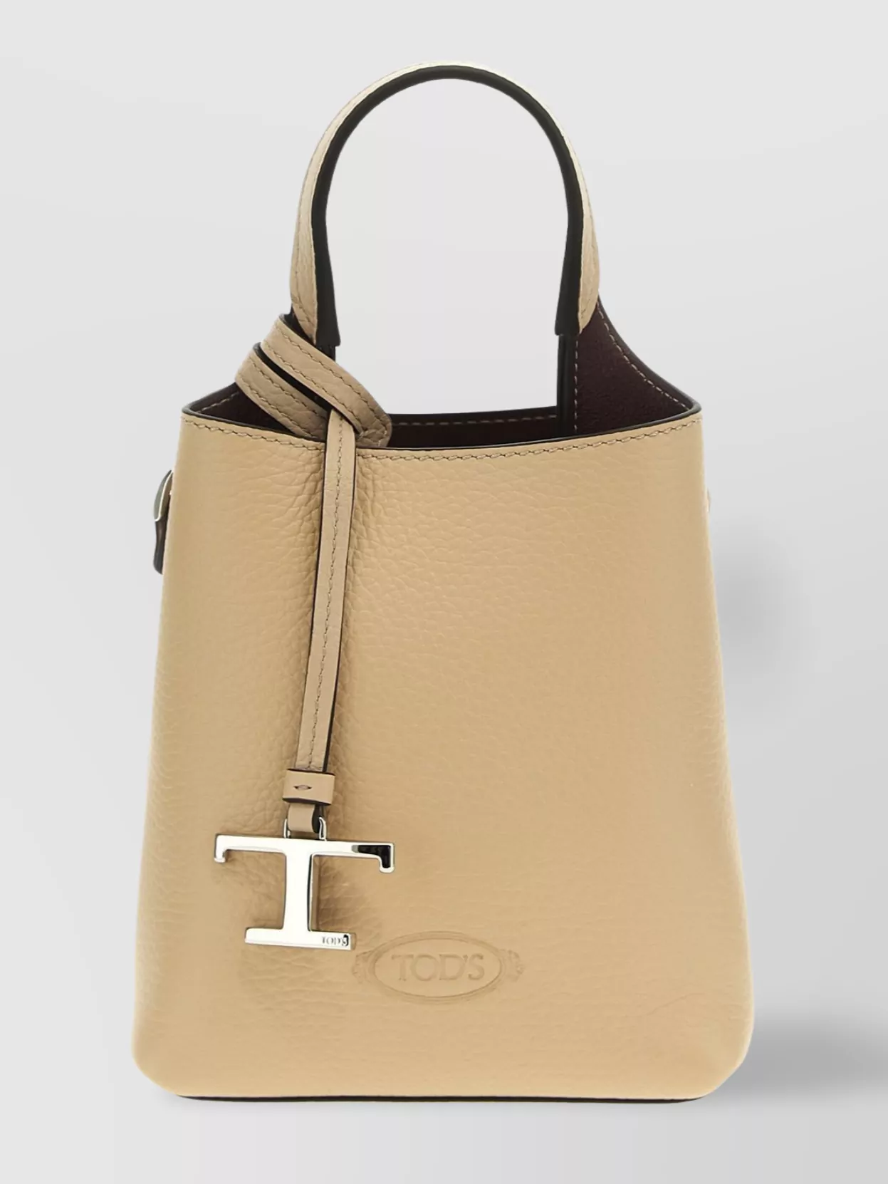 Tod's Micro Leather Tote Bag In C600 Naturale R80