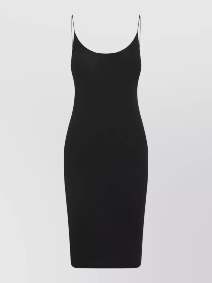 Saint Laurent Ribbed-knit open-back midi dress