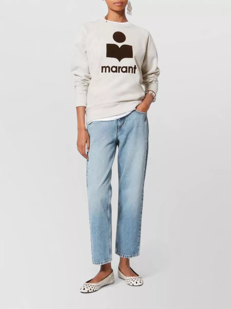 Isabel Marant Etoile Logo Sweatshirt Crewneck Long Sleeves Ribbed Cuffs Hem