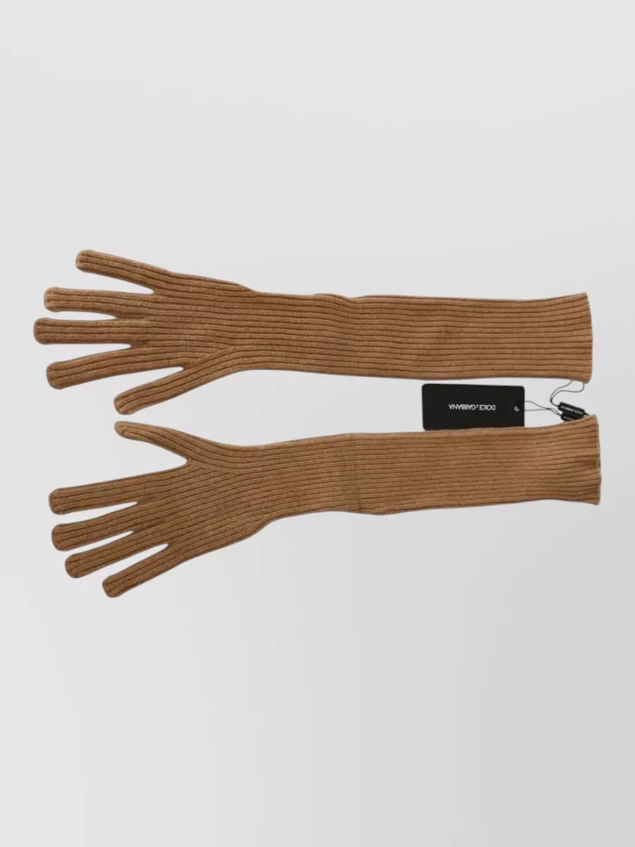 Dolce&Gabbana Cashmere Ribbed Elbow Length Mittens