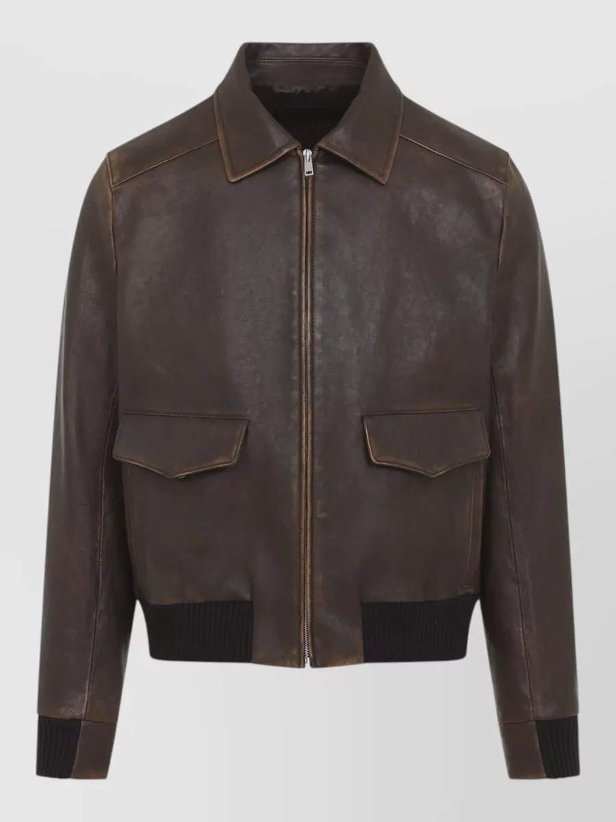 Prada leather bomber jacket