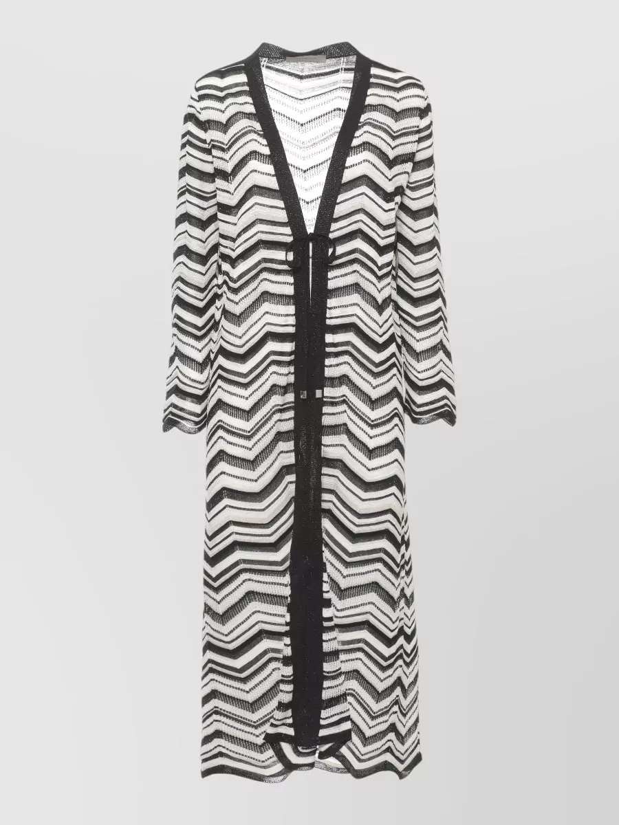 D.exterior Geometric lurex long cardigan