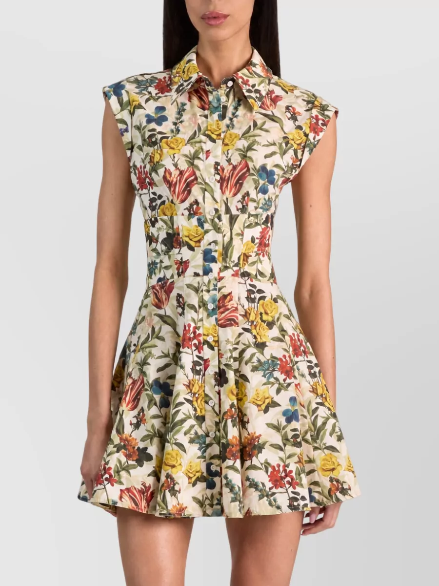 Alice + Olivia Floral-Print Sleeveless Paneled Mini Dress