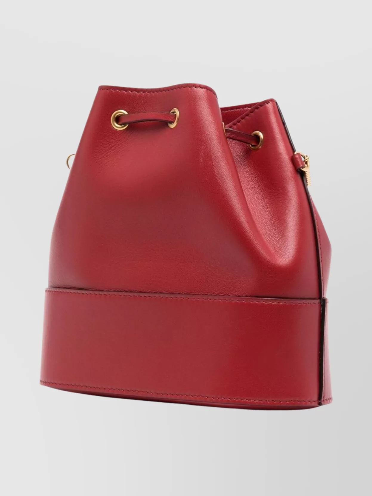 Valentino Signature Leather Bucket Bag With Chain Strap In Red
