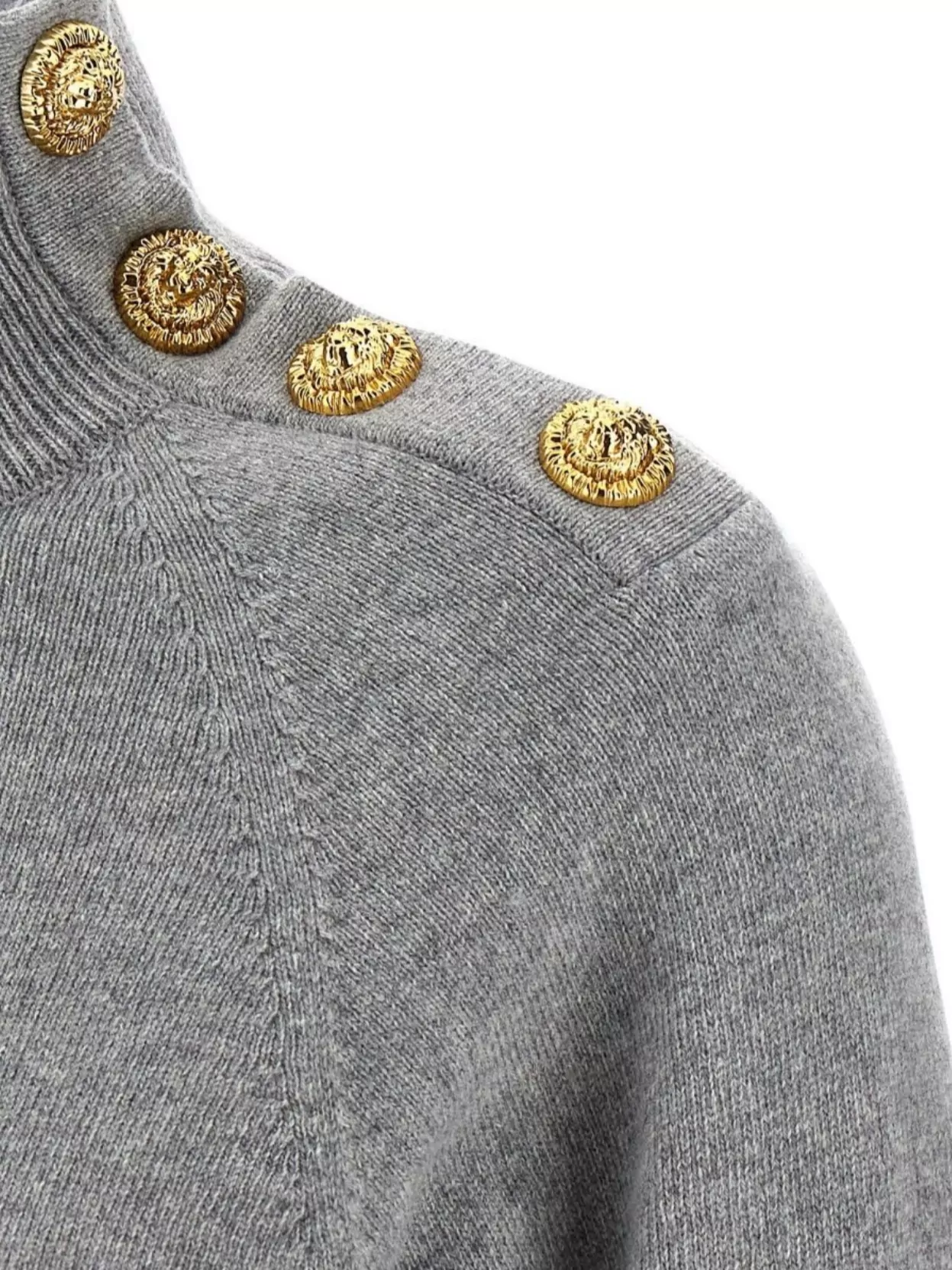Balmain Cashmere Knit Sweater Featuring Gold Buttons