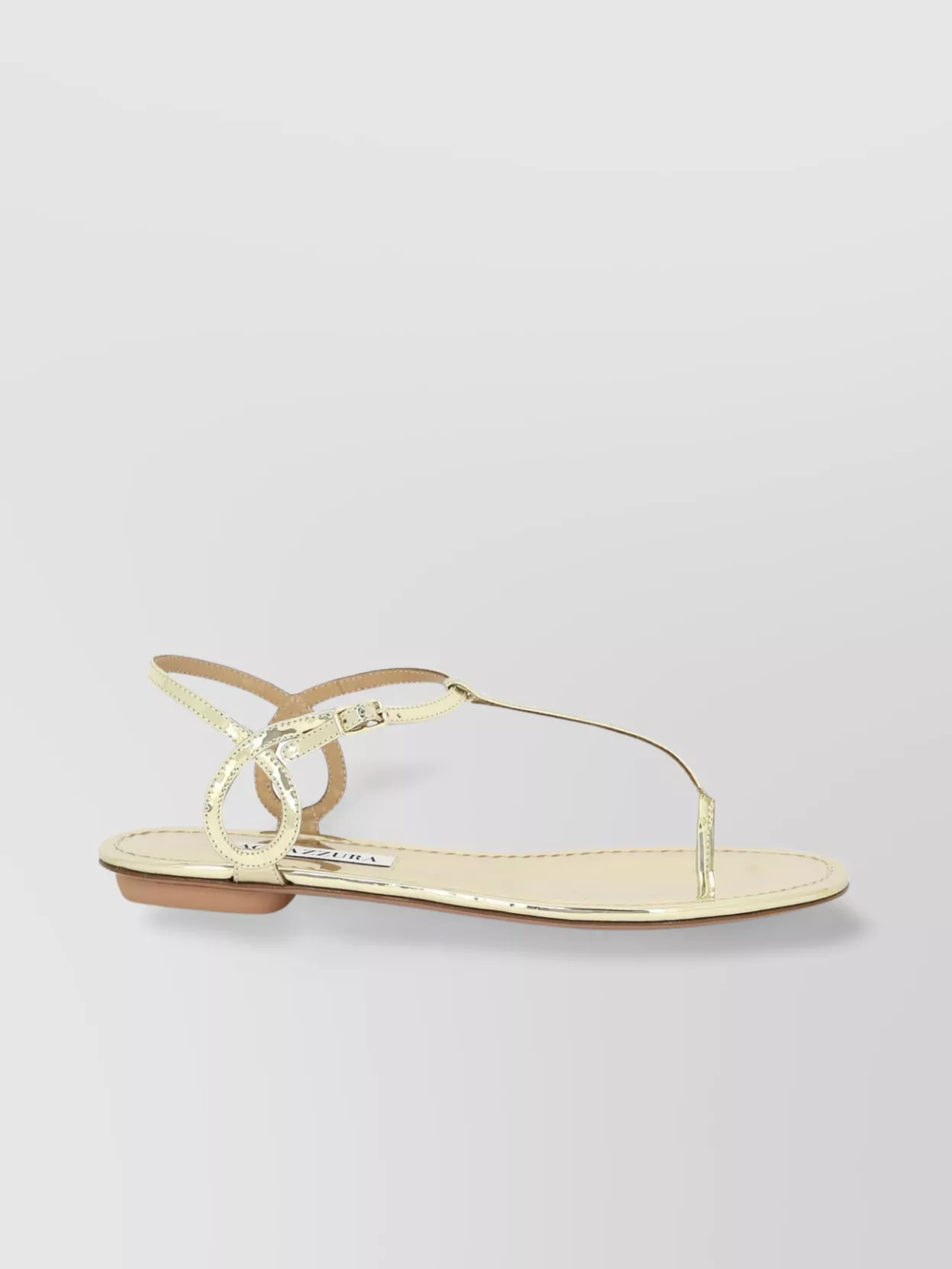Aquazzura "Barely There" Metallic Loop Ankle Strap Sandals