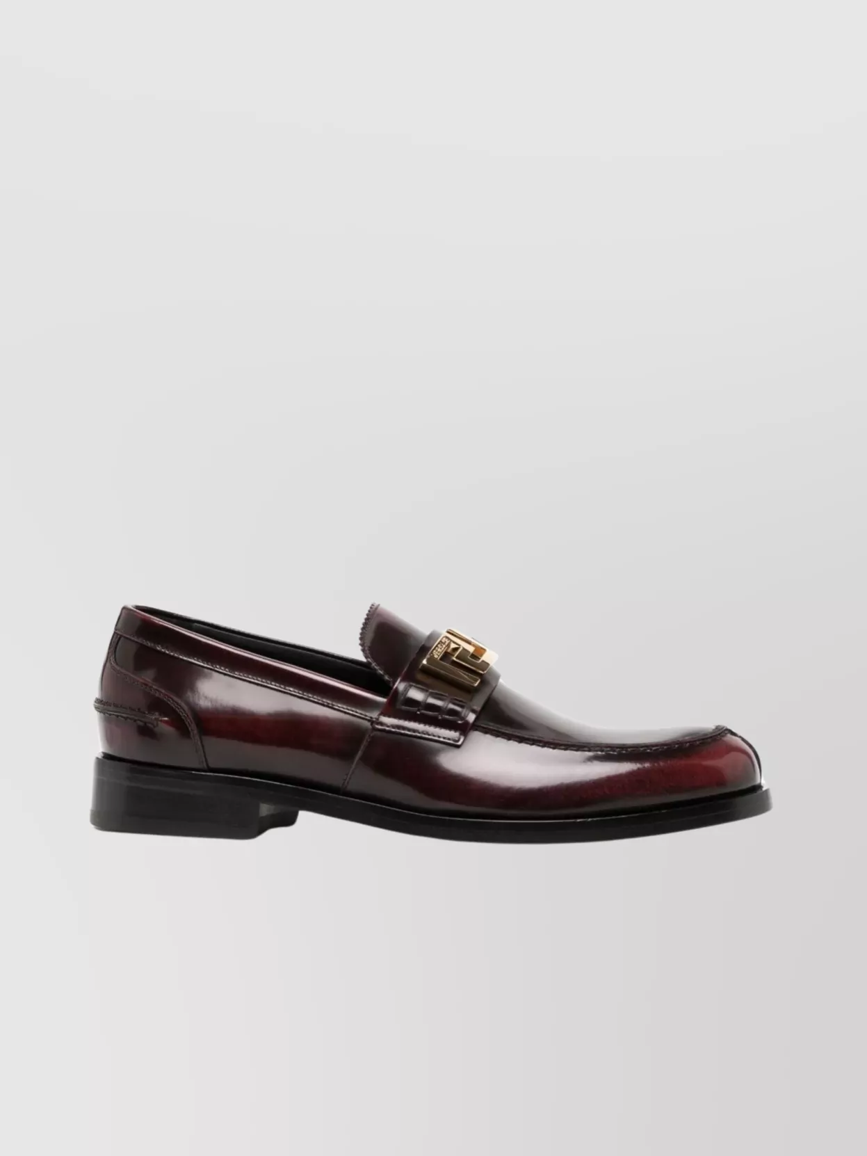 Shop Versace Calf Leather Loafers With Metal Hardware Detail
