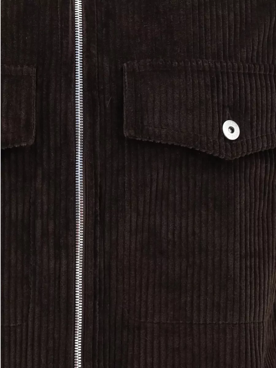 Bottega Veneta Corduroy Jacket With Leather Collar