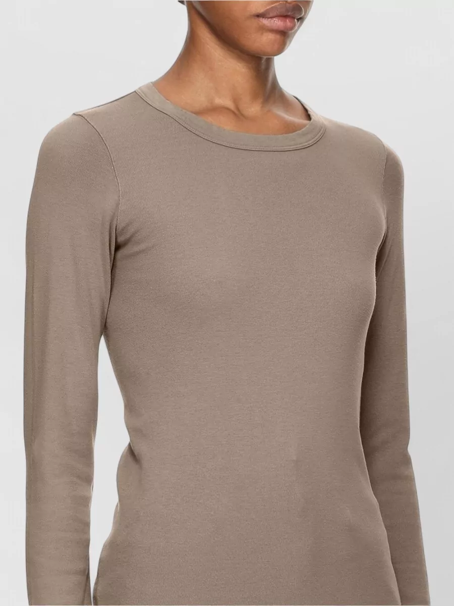Rick Owens Drkshdw Ribbed Slim Fit Long Sleeve Cotton T Shirt
