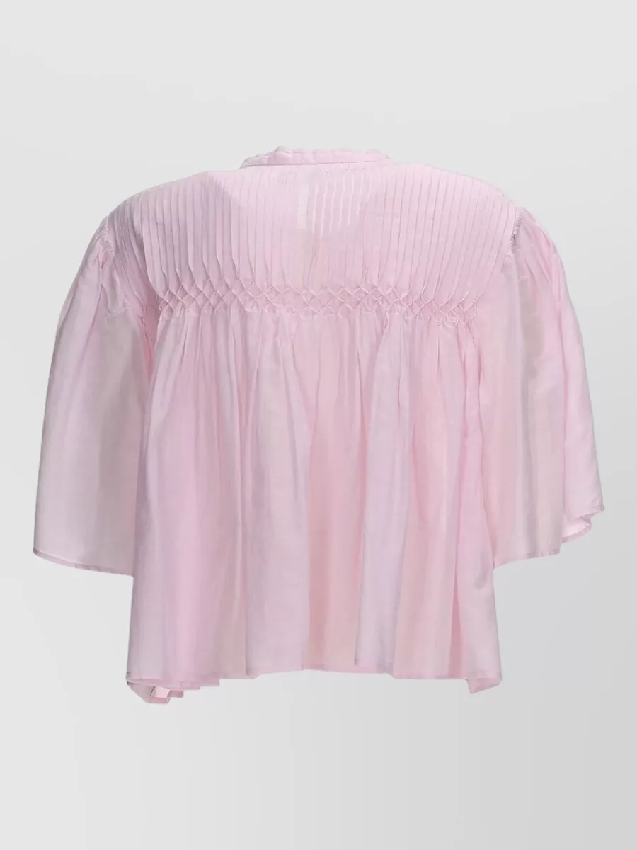 Isabel Marant Etoile Cotton Pleated Short-Sleeve Blouse