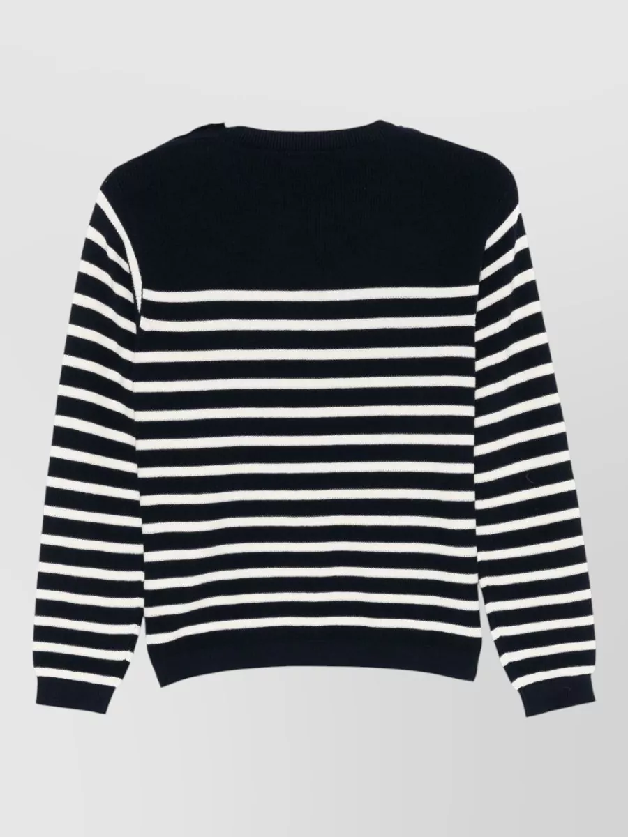 Semicouture Striped Cotton Crew Neck Long Sleeve Jumper