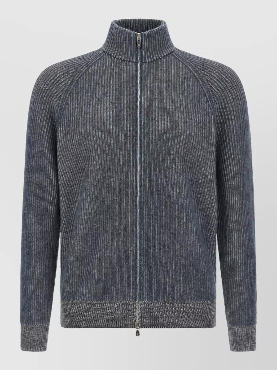 Brunello Cucinelli Cashmere ribbed high neck cardigan