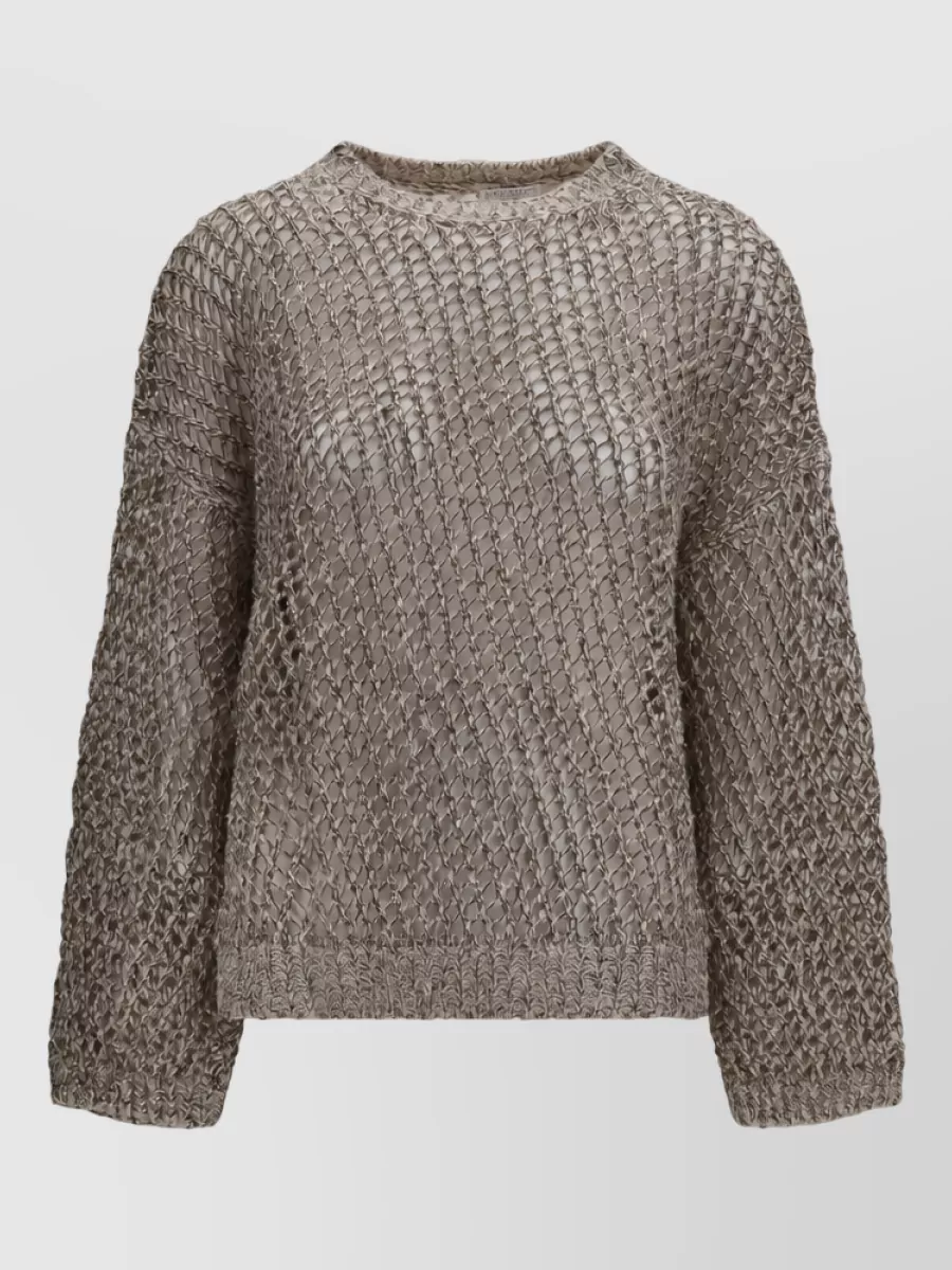 Brunello Cucinelli silk and linen open-knit sweater