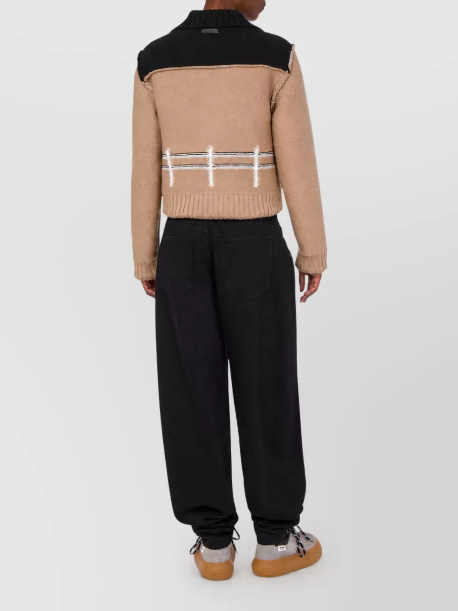 Moschino Virgin Wool Lamb Intarsia Long-Sleeve Ribbed Cardigan