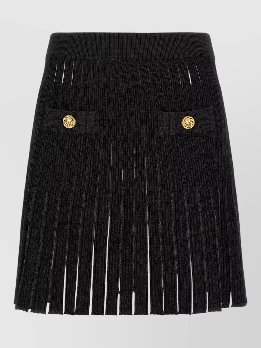 Balmain ribbed pleated mini skirt