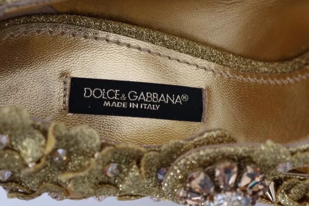 Dolce&Gabbana Floral Crystal-Embellished Mary Jane Pumps