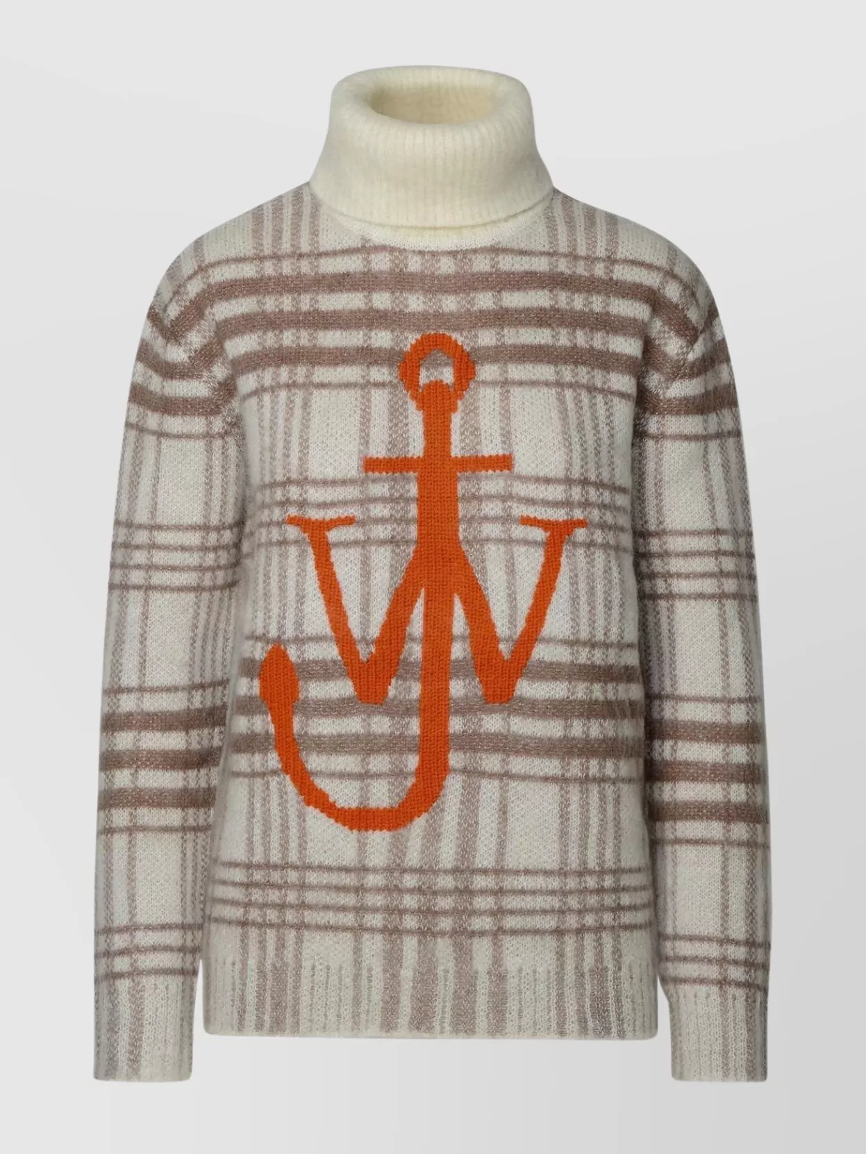 Shop Jw Anderson Turtleneck Sweater Wool Checked Pattern