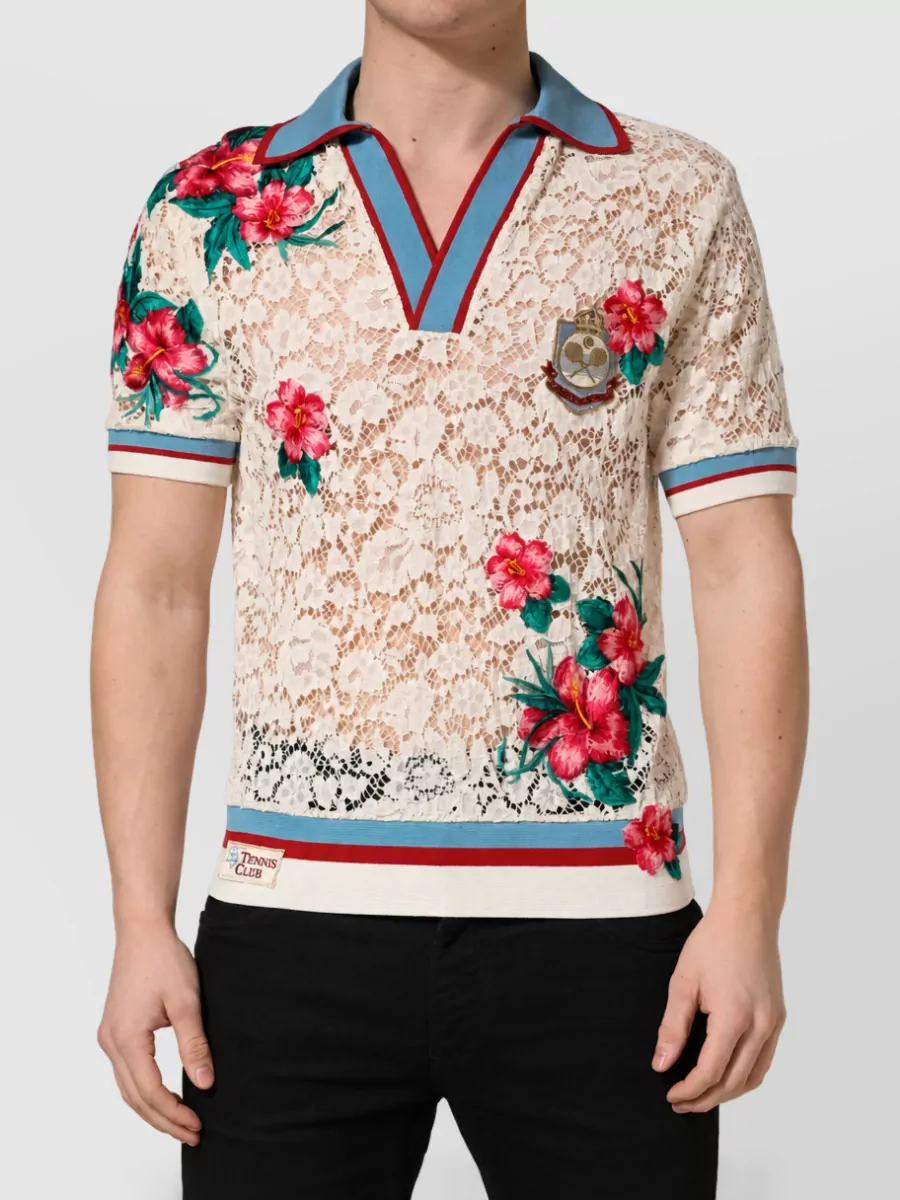 Dolce&Gabbana floral lace polo shirt