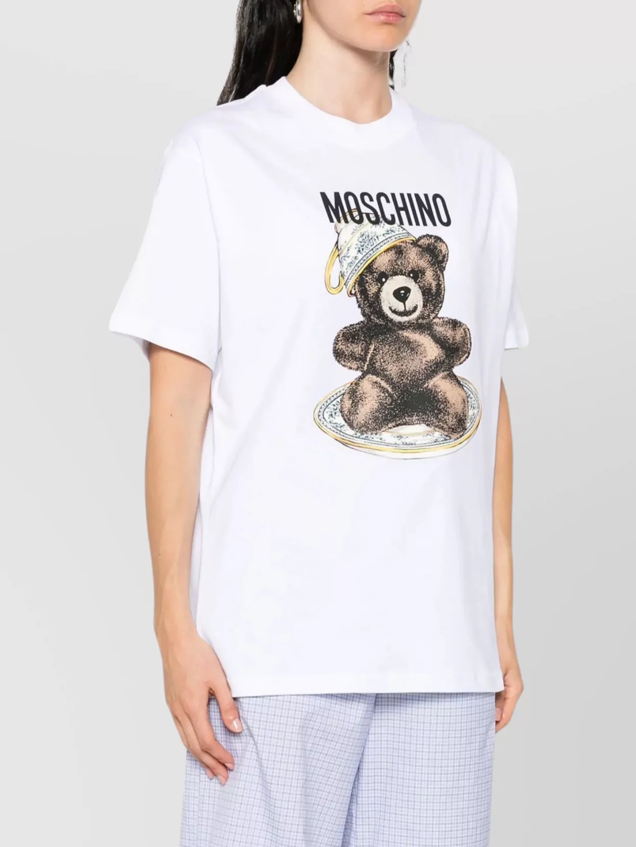 Moschino Crew Neck Graphic Print Short Sleeves Tshirt In White