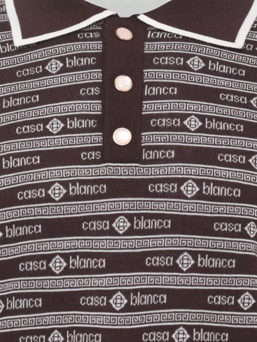 Casablanca Wool Logo-Pattern Long-Sleeve Polo