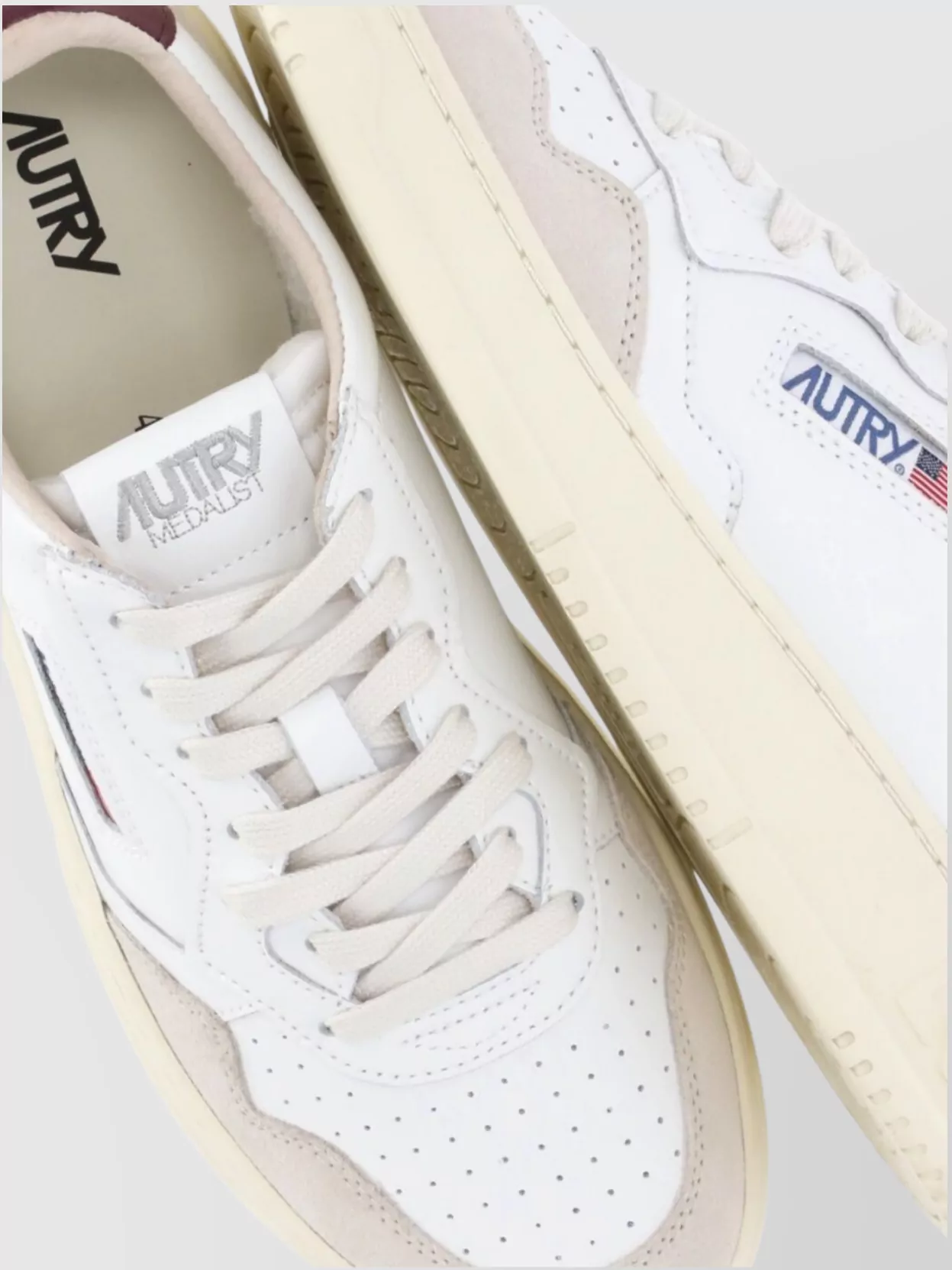 Autry Low Top Leather Sneakers With Suede Inserts
