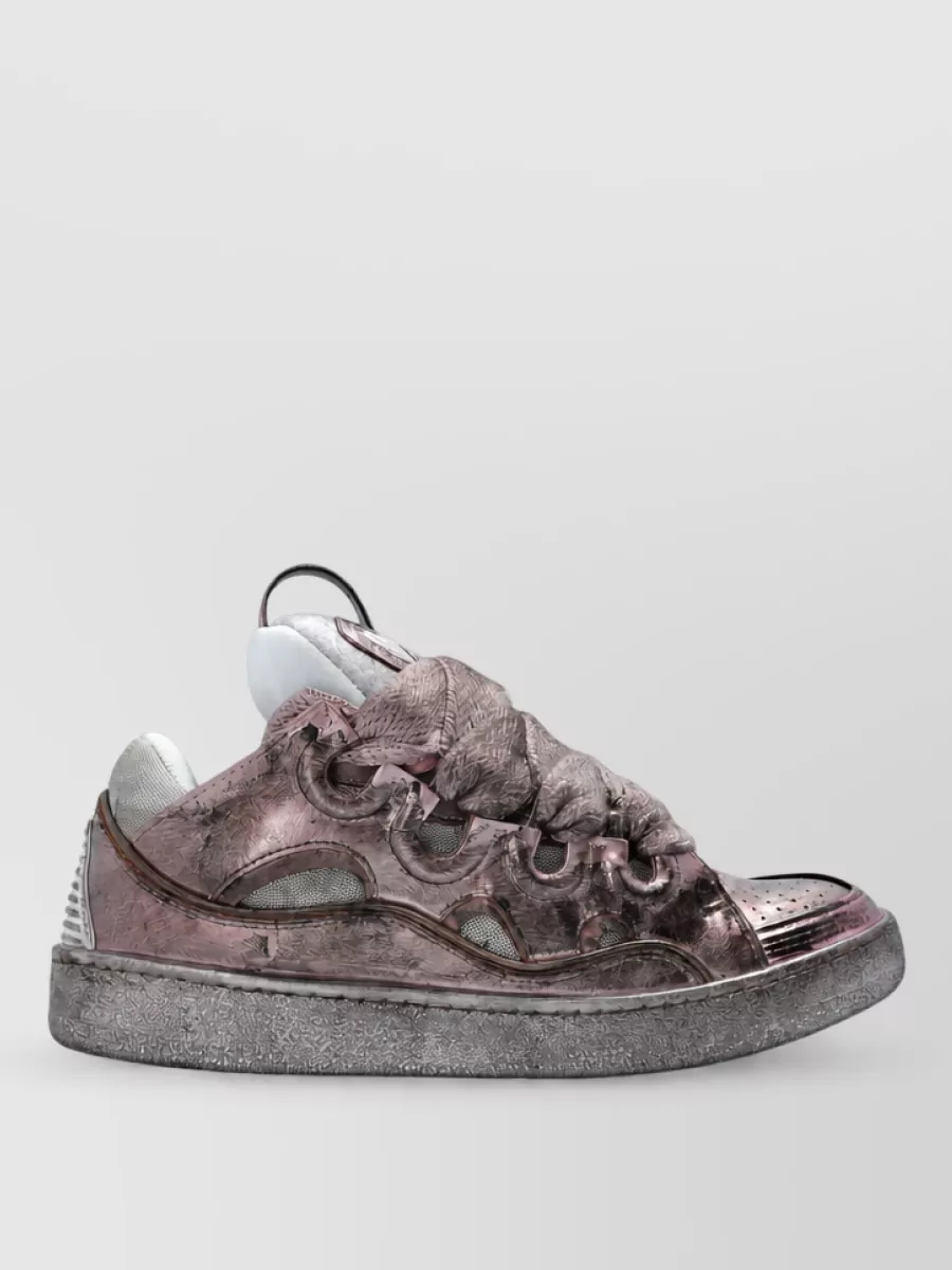 Lanvin Metallic Low-Top Lace-Up Sneakers
