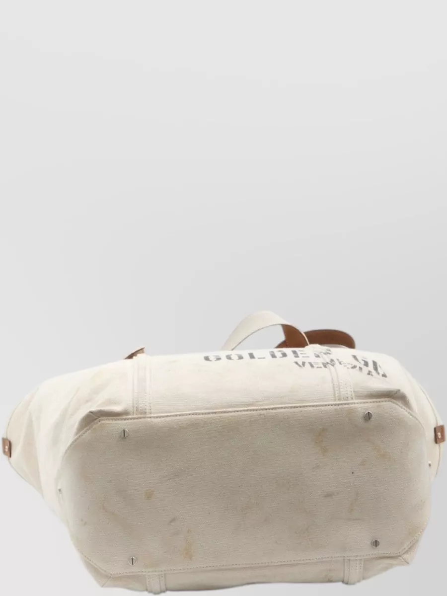 Golden Goose Canvas Beach Bag Structured Base Dual Handles