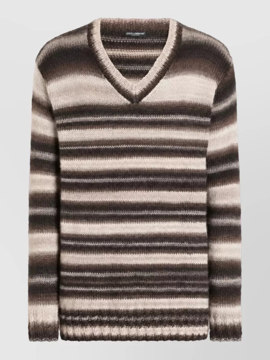 Dolce&Gabbana Striped v-neck long-sleeve sweater