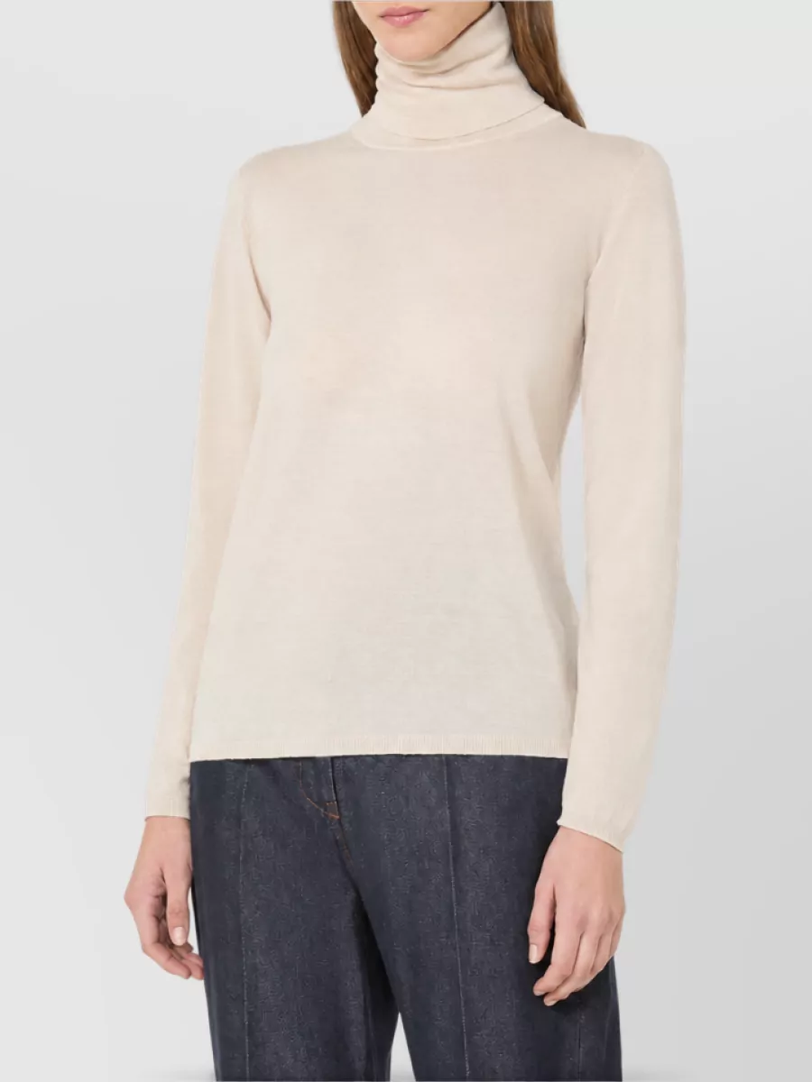 Max Mara Virgin Wool Fine Rib-Knit Turtleneck Sweater