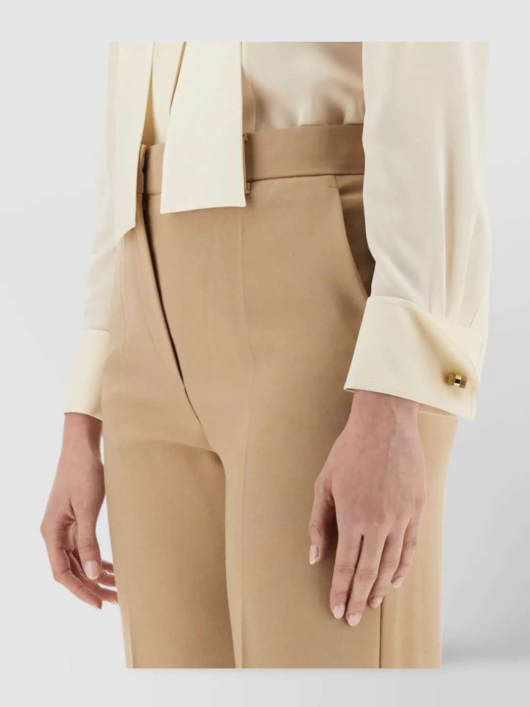 Max Mara Regular Fit Shirt With Bow Tie Detail In White