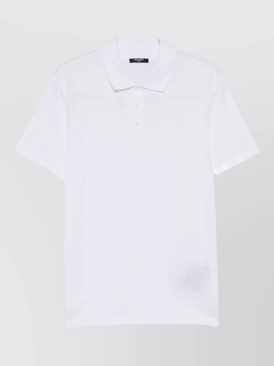 Balmain piqué cotton logo-embroidered polo shirt