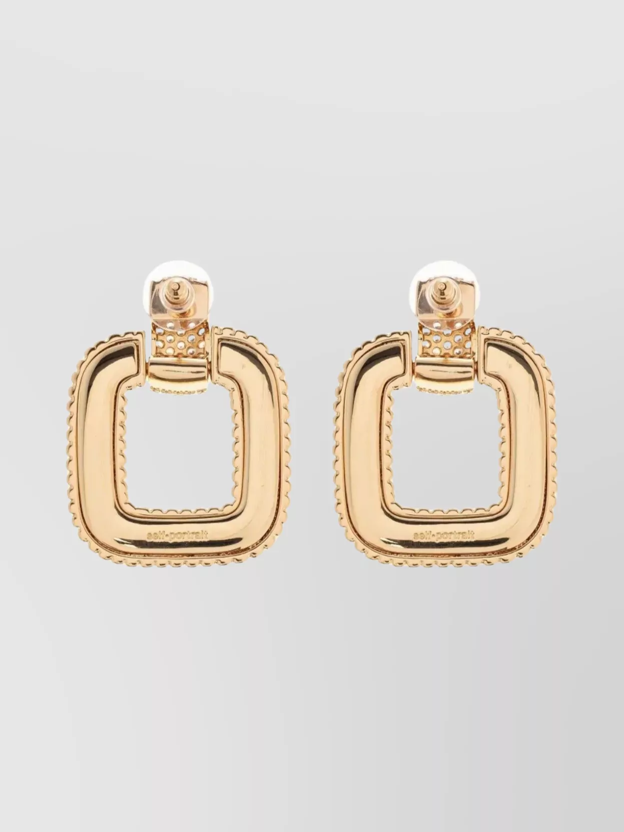 Self-Portrait Square Twisted Earrings Featuring Crystal Accents
