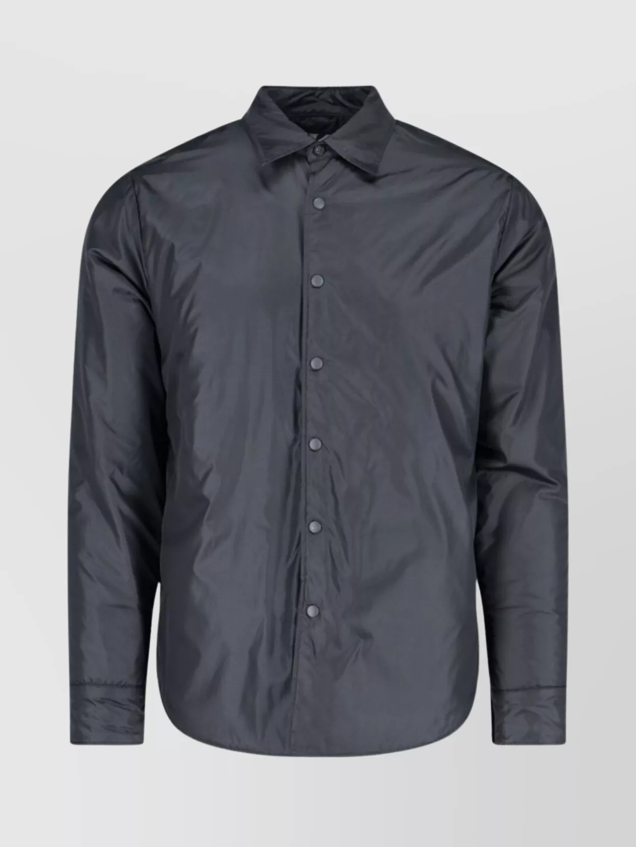 Aspesi Round Hem Nylon Taffeta Water-repellent Shirt In Blue
