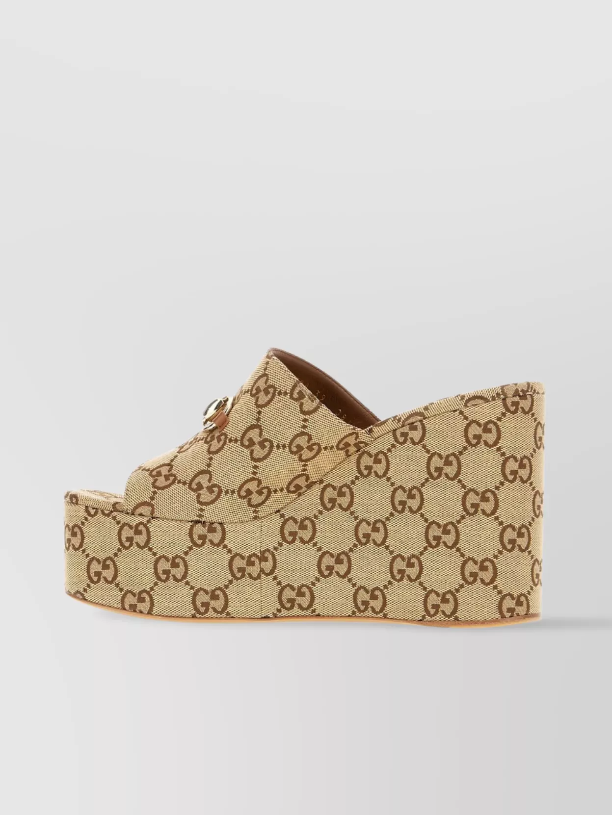 Shop Gucci Fabric Wedge Sandals Platform Sole