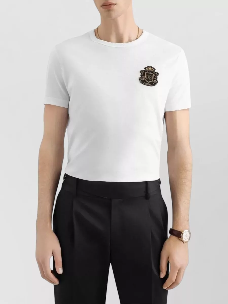 Dolce&Gabbana Cotton Logo Crest Crew Neck T Shirt